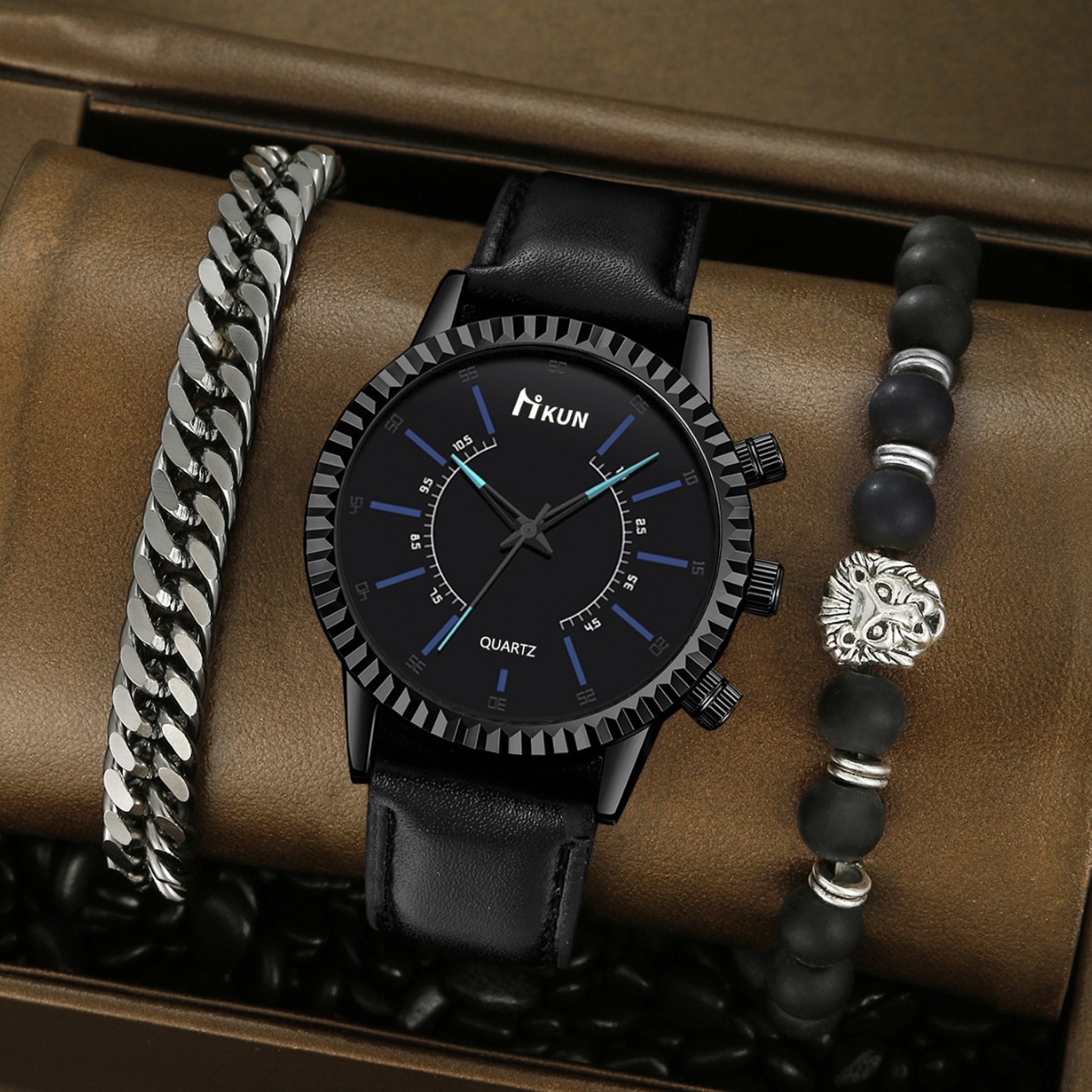 Men Wrist Watch Directly Supplied By quartz The Manufacturer, New Hot-Selling Fashionable Versatile Personalized Men's With Leather Strap And Bea