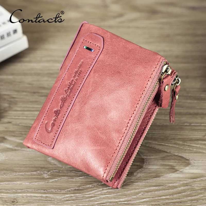Leather CONTACTS Fashion Women Genuine Wallet Bifold Card Holder Coin Purse Small Womens Purse Money Clip Men Pocket Wallets H260707