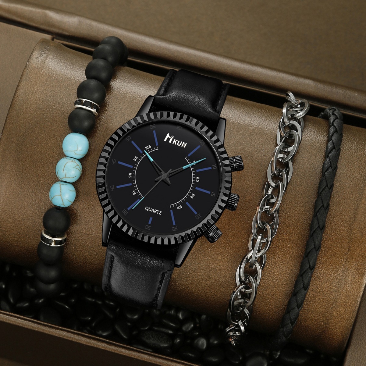 Men Wrist Watch Directly Supplied By quartz The Manufacturer, New Hot-Selling Fashionable Versatile Personalized Men's With Leather Strap And Bea