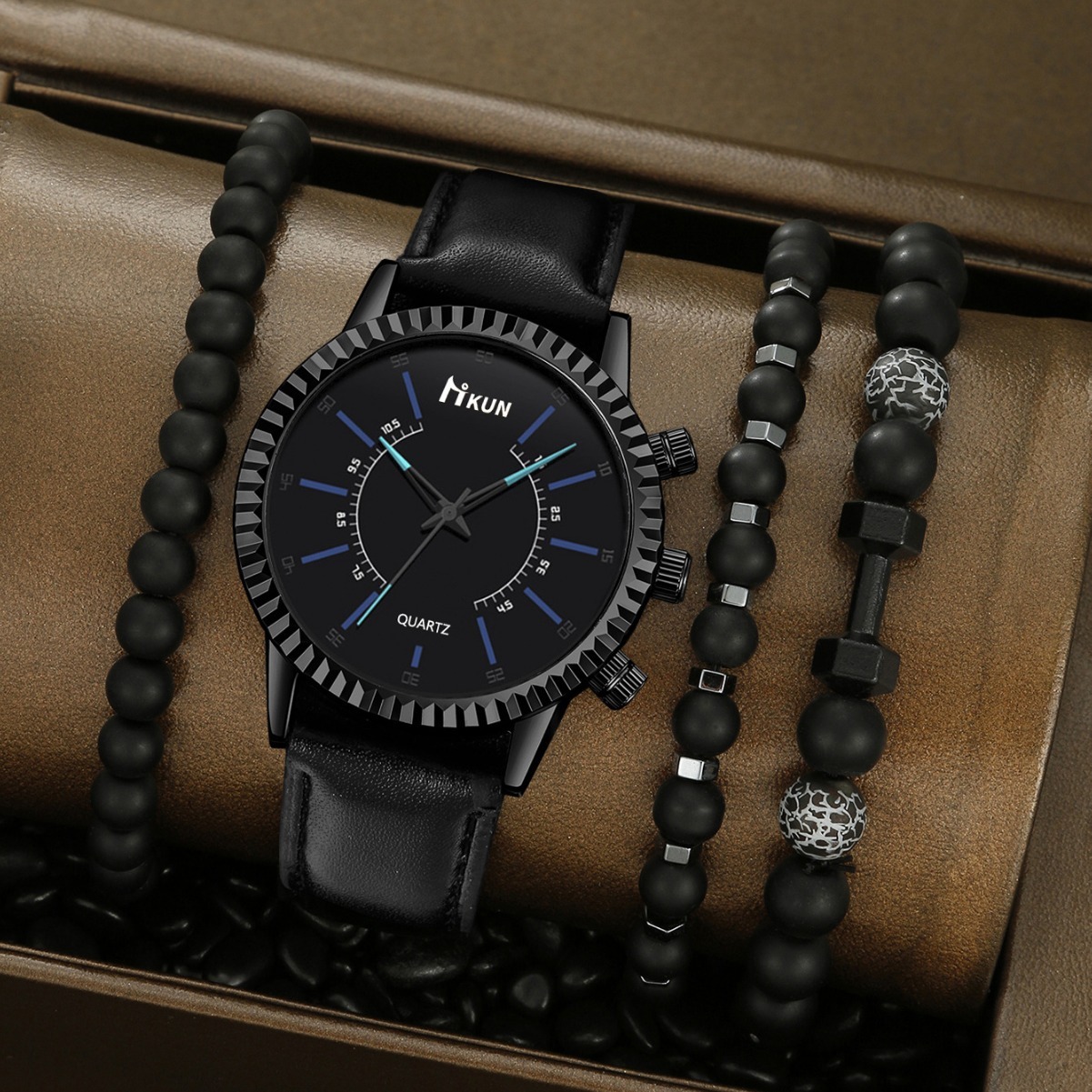 Men Wrist Watch Directly Supplied By quartz The Manufacturer, New Hot-Selling Fashionable Versatile Personalized Men's With Leather Strap And Bea
