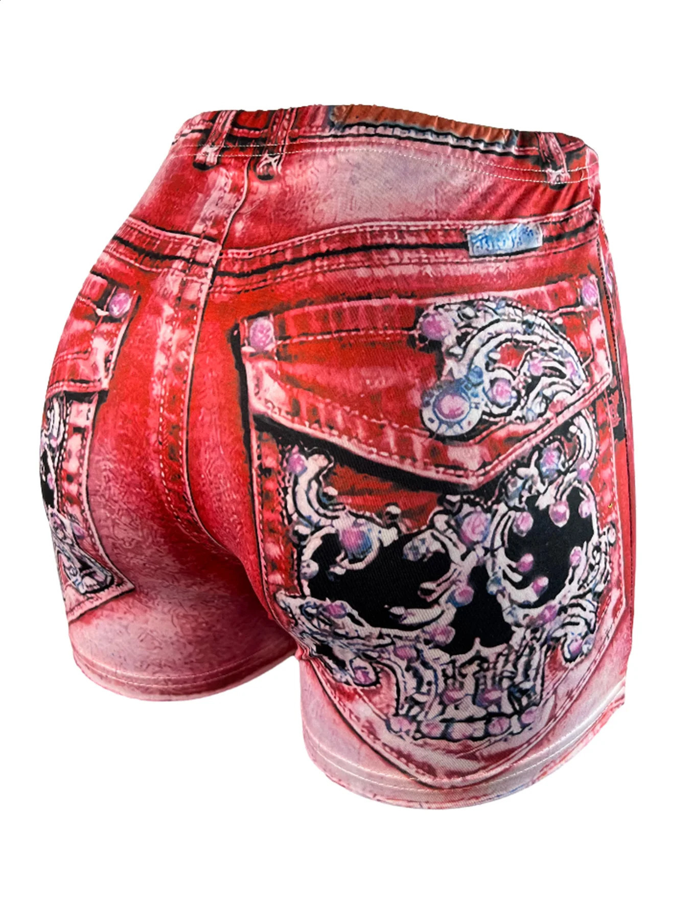 Selling Womens Shorts for Europe America Fashion Versatile Faux Denim Print with Great Stretch Slim Fit Short Pa 260707