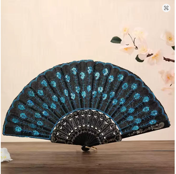Floral Glow Light Up LED Hand Fans Feather Luminous Props for Wedding Dance Church Party Gift Show Bar Home