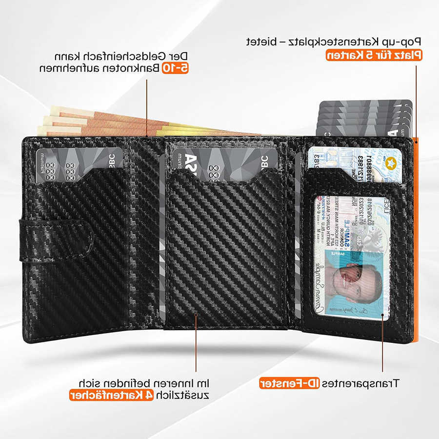 Coin Pop Up Wallet with Compartment RFID Protection Holder Wallet for Men H260707
