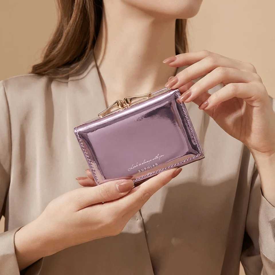 Laser Portable Multi-card Short Slot Wallet Hasp Multifunctional Triple Fold Wallet Small Colorful Pu Laser Coin Purse Lady H260707