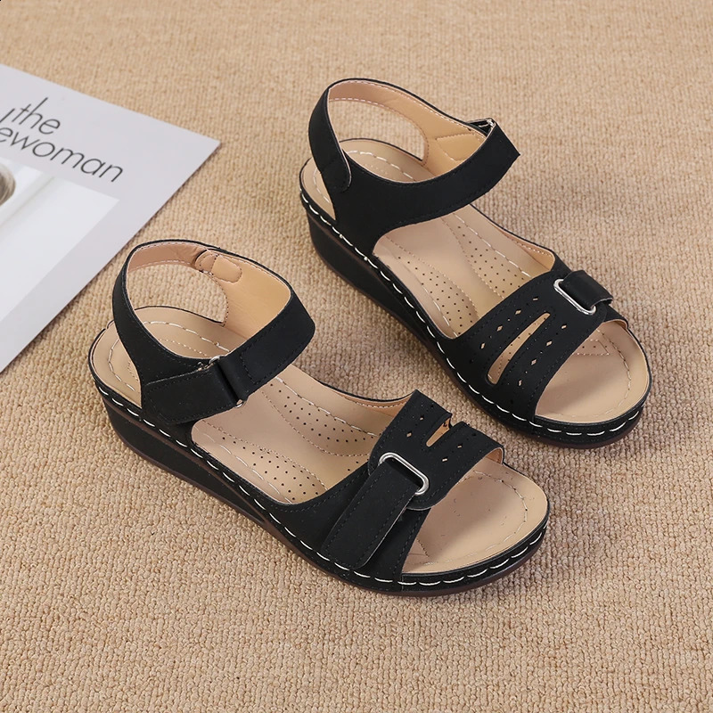 2026 Open Toe Fashion Womens Sandals Summer Soft Sexy Wedge Buckle Orthopedic Sandal Footwear 3543 260707