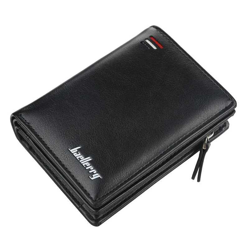 short Men PU Leather Wallet With Zipper Coin Pocket Vintage Big Capacity Male Short Money Purse Card Holder New H260707