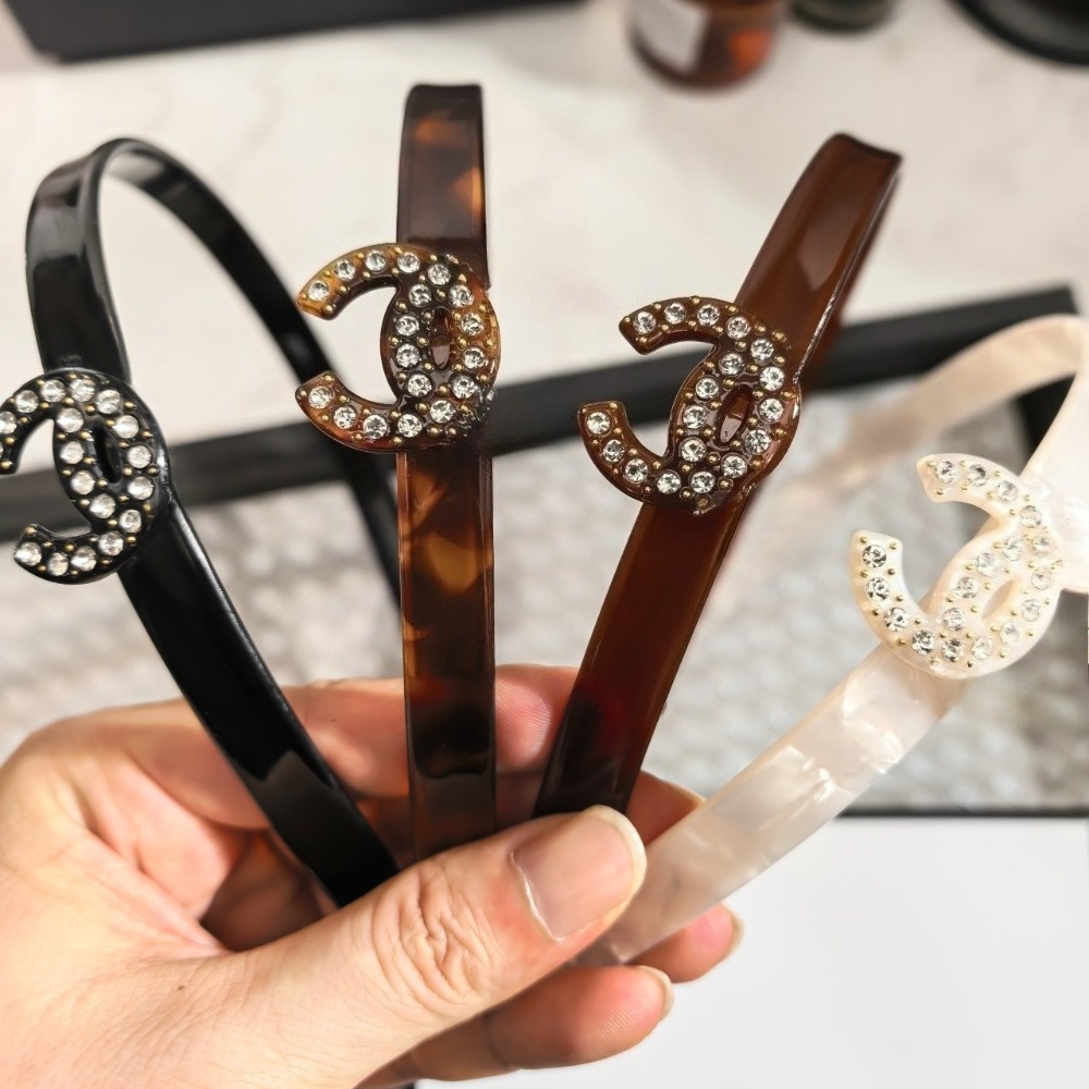 Designer Headbands Luxury Letter Thin Headband Acetate Headband with Rhinestones Women Fashion Hair Hoop Elegant Crystal Hair Accessories High Quality