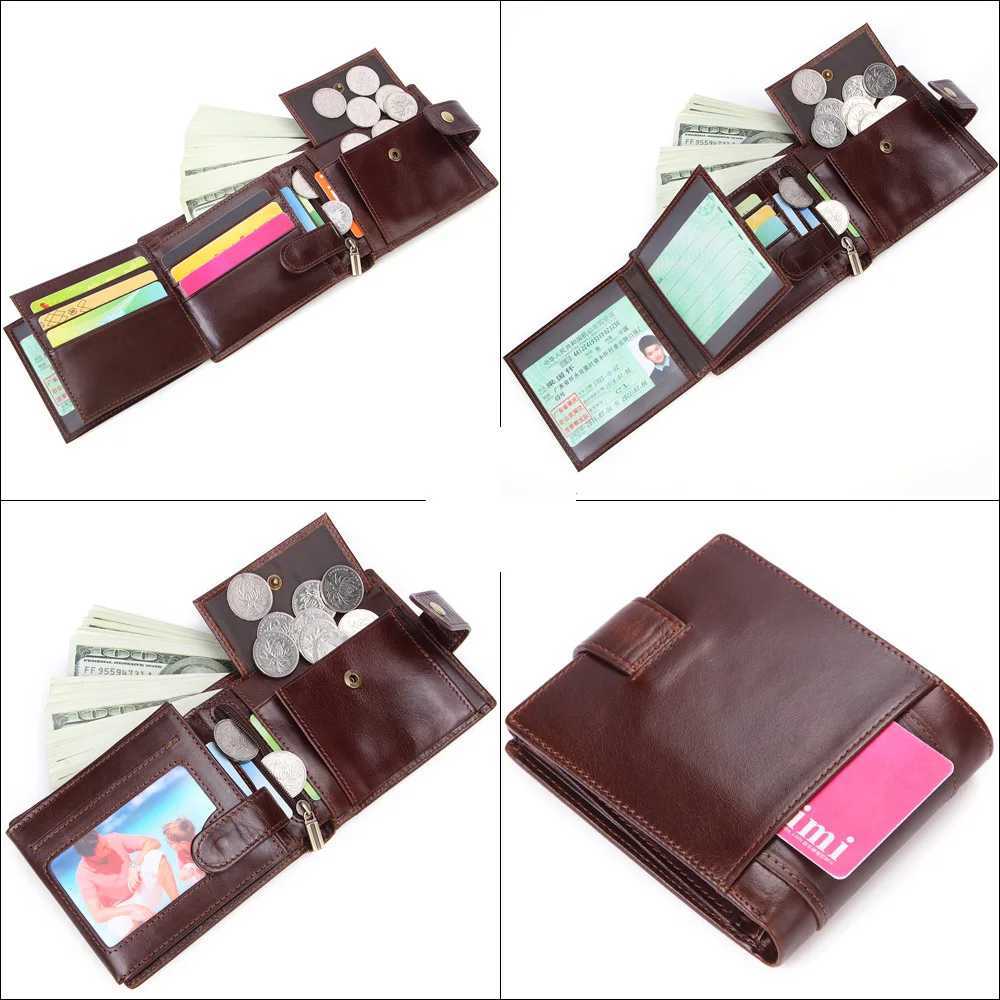 Genuine Mens Wallet Rfid Vintage Leather Wallets for Men Holder Purse Money Bag Wallet Man H260707