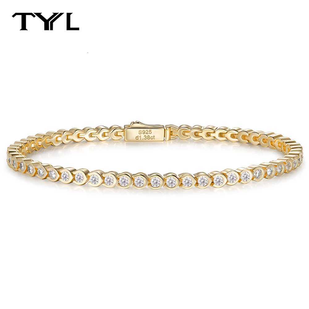 TYYL All 18mm Moissanite Tennis Bracelet 925 Silver 18k Gold Plated Round Bezel Diamond Bubble Thin Chain Womens Gifts Jewelry H260707