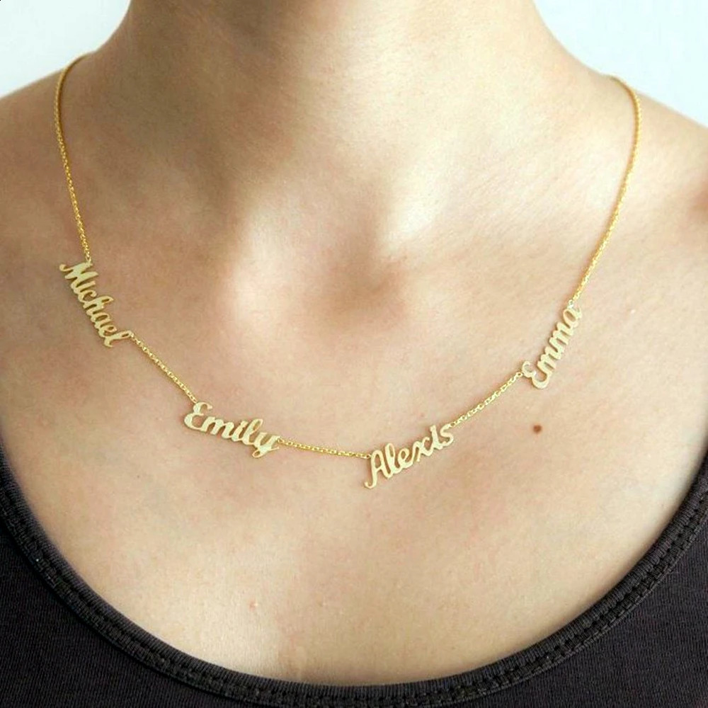 Custom Multiple Name Necklace Family Members Nameplate Pendant Personalized Jewelry Stainless Steel Handmade Choker Mom Gifts 260707 - view 3