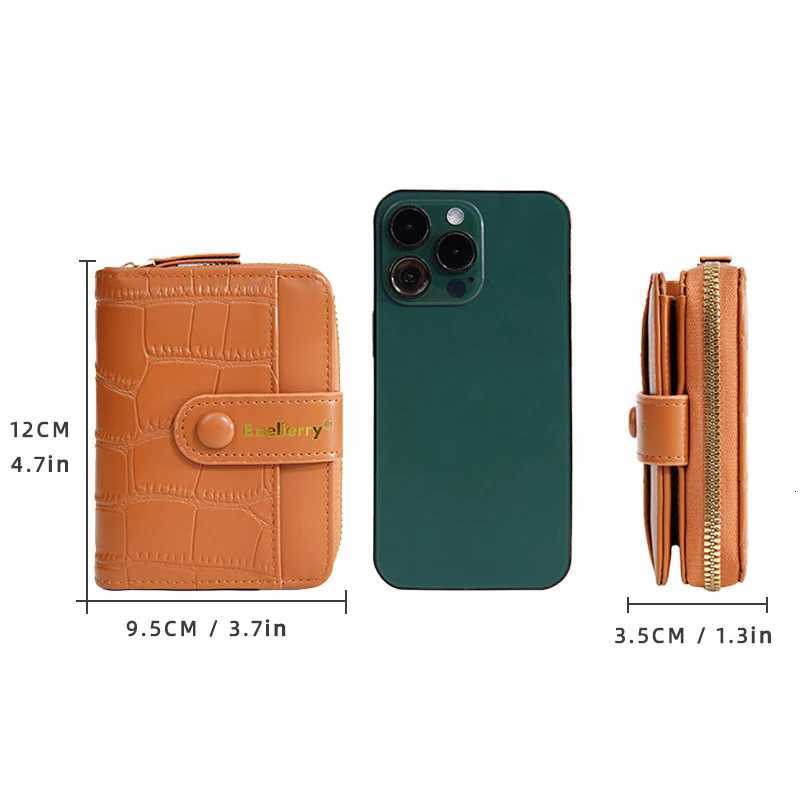 Snap Crocodile Pattern 1Pcs-Baellerry Womens Button Zipper Short Wallet 7-Card Slot Short Wallet with Transparent Window and Zippered Coin Pocket H260