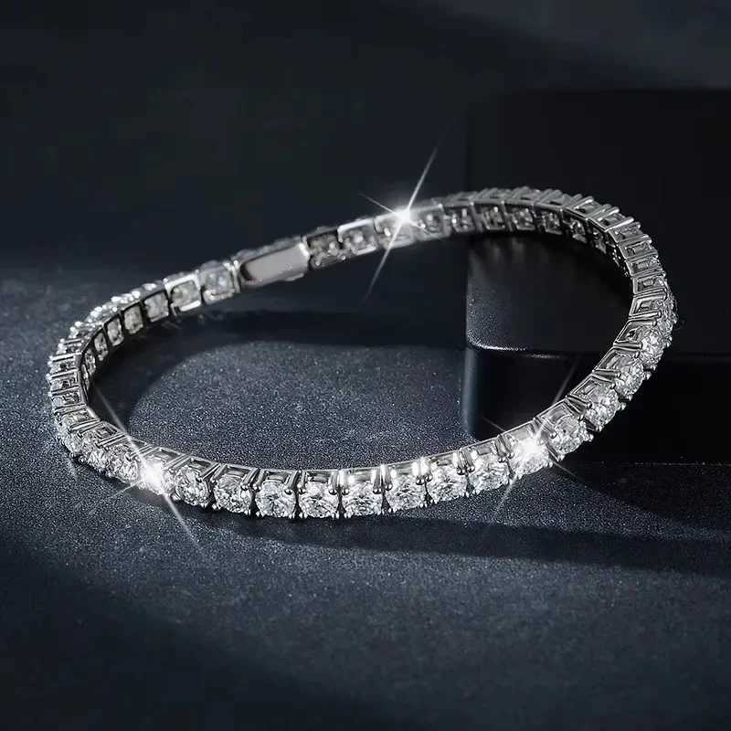 NeeTim 3mm 4mm 5mm 65mm Moissanite Tennis Bracelet s925 Sterling Silver Lab Diamond Bracelets for Women Men Chains H260707