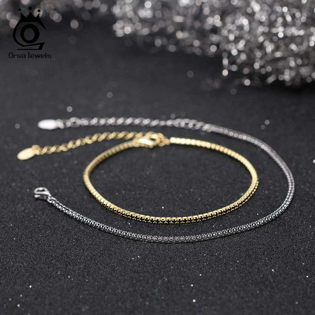ORSA JEWELS Authentic 925 Sterling Silver Tennis Bracelet Fashion BlackPinkBlue 4A Zirconia Bracelet Jewelry for Women SB190 H260707