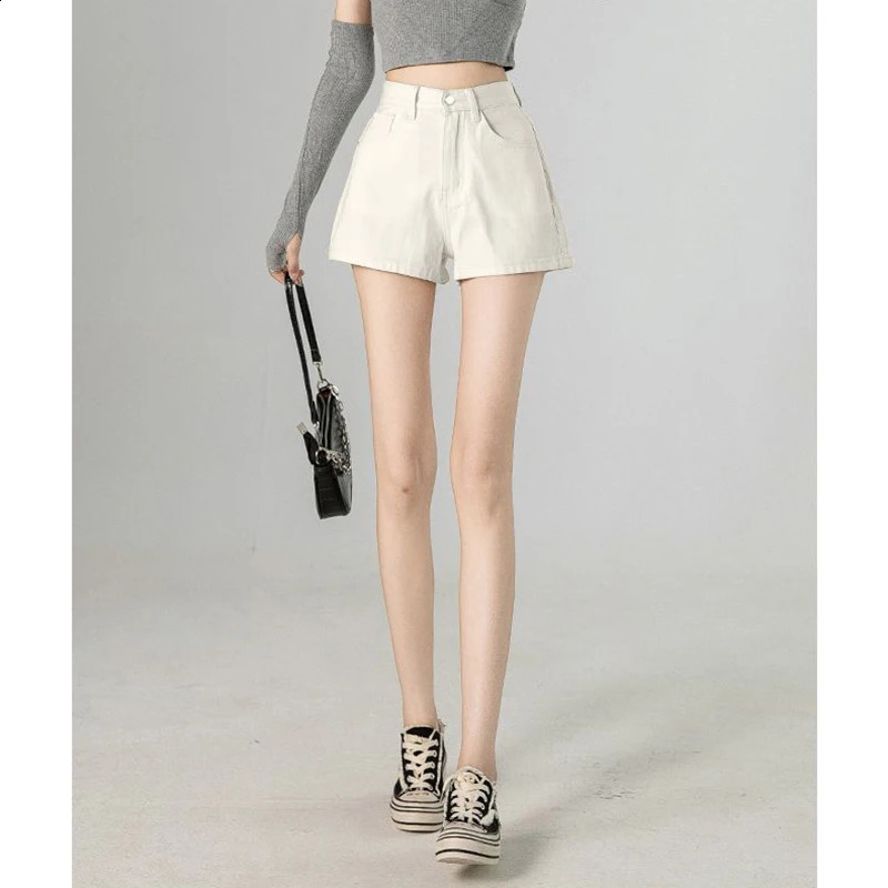 Summer Female Classic Korean Thin Jeans Lady Solid Color High Waist Denim Shorts Girls Fashion Leisure Daily Short Pants 260707