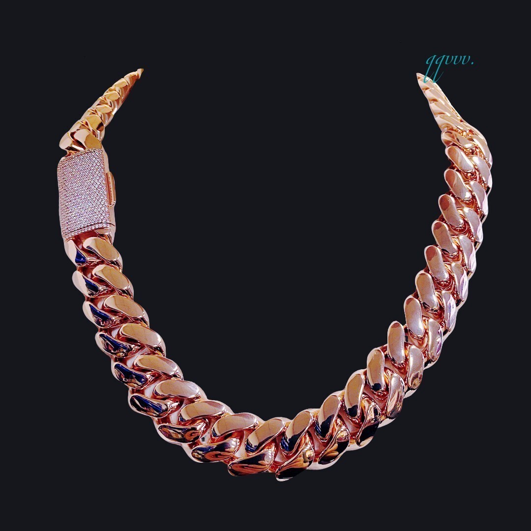 Cuban Rose Miami Gold Plated Link Chain Solid Brass Hip Hop Necklace for Men Women Bold Streetwear Jewelry Cadenas