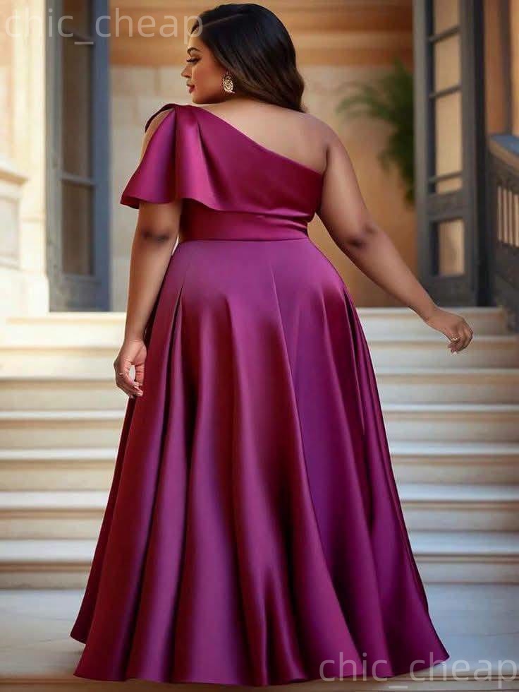 2026 Plus Size Fuchsia A-line Mother Of Bride Dresses One Shoulder Satin Simple Evening Party Mama's Dress 50's Birthday Wedding Guest Groom - view 4
