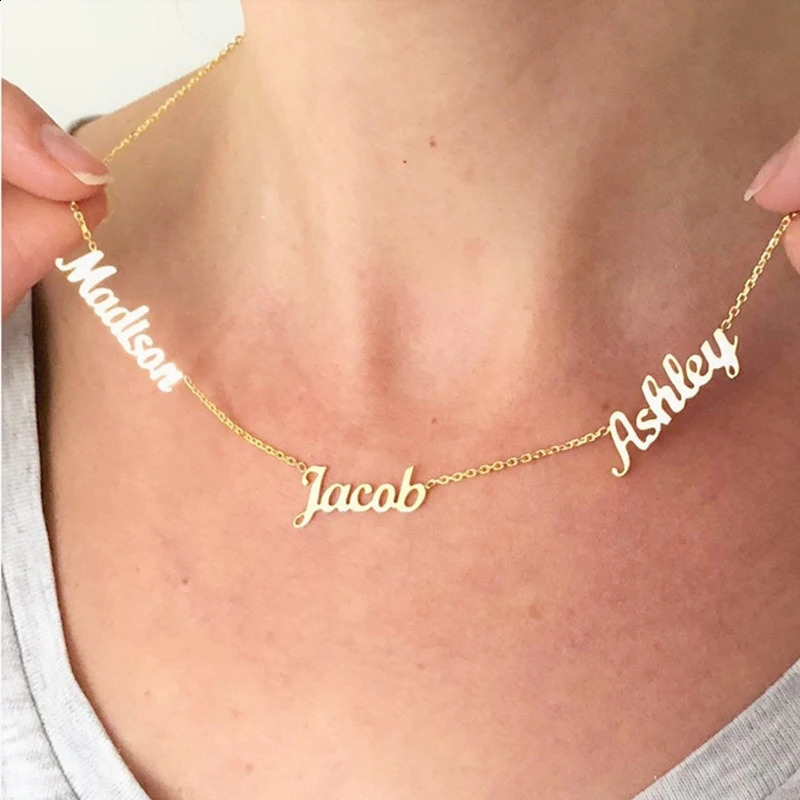 Custom Multiple Name Necklace Family Members Nameplate Pendant Personalized Jewelry Stainless Steel Handmade Choker Mom Gifts 260707 - view 4