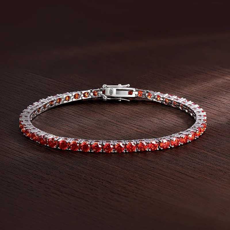 KNOBSPIN All Red Moissanite Tennis Bracelets for Women Man Wedding Jewelry with GRA s925 Sliver Plated 18k White Gold Bracelet H260707