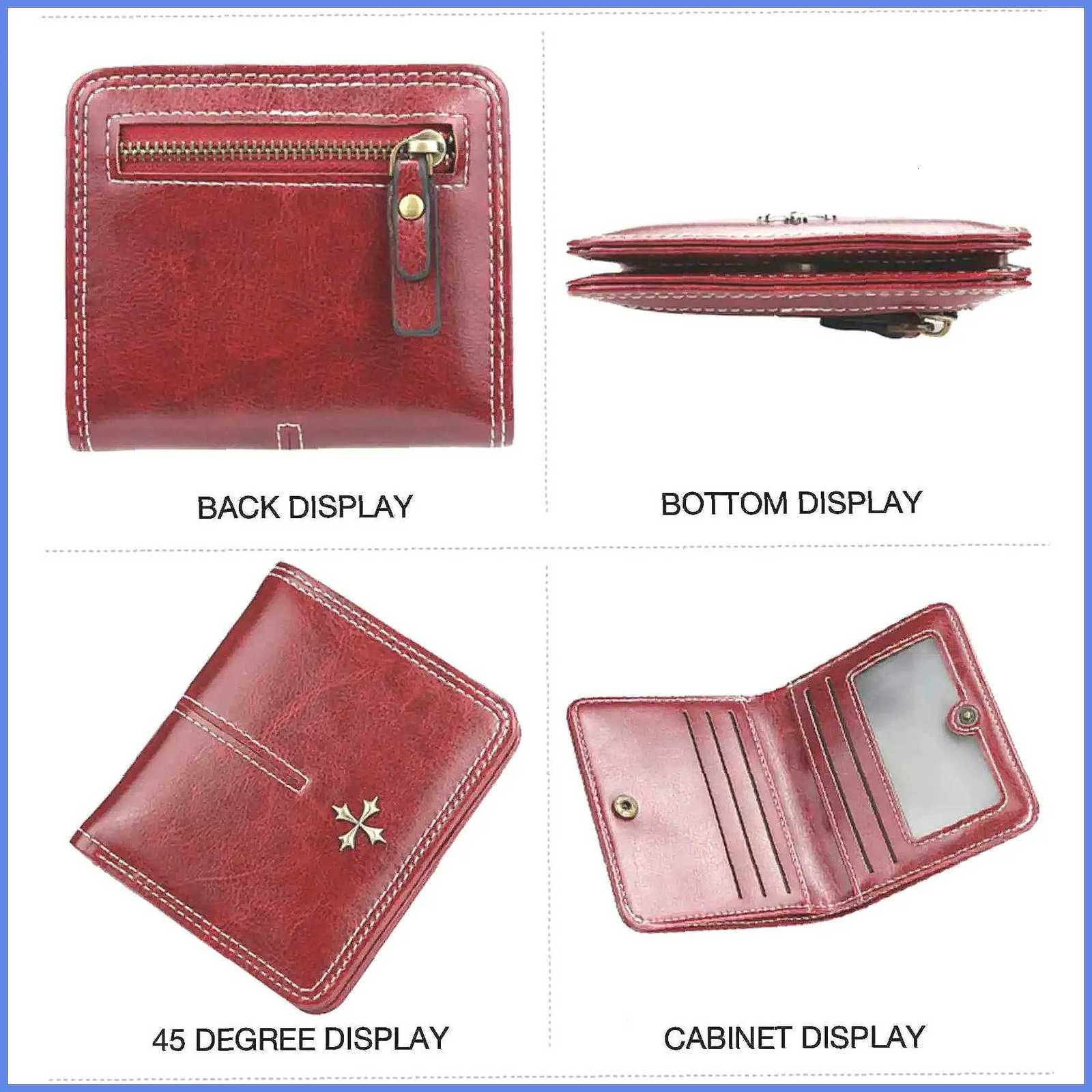 Short Oil Wax PU Womens Wallet Multi-Card Coin Purse with Zipper All-in-One Bag H260707