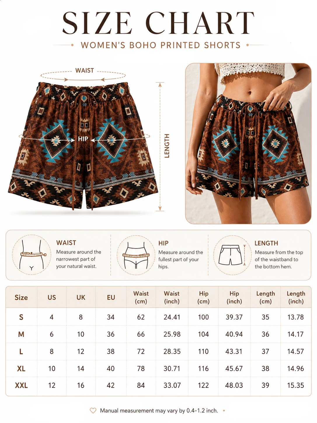 Womens Western Retro Geometric Print Shorts 260707