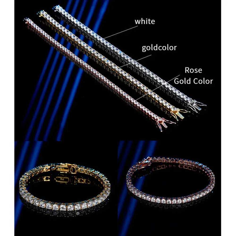 TY 3mm 4mm Moissanite Tennis Bracelet 925 Sterling Silver Full Dia Sier Plated Wedding Party Jewelry Bracelets For Women Man H260707