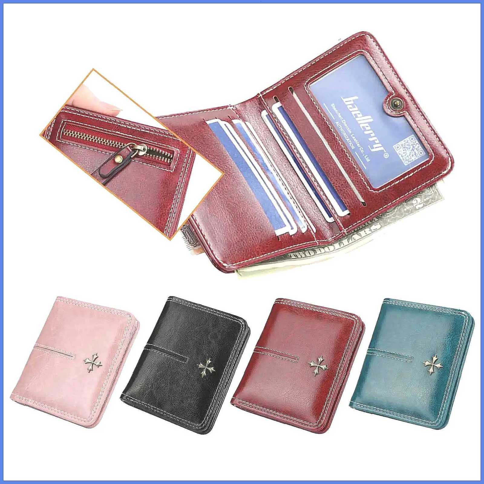 Short Oil Wax PU Womens Wallet Multi-Card Coin Purse with Zipper All-in-One Bag H260707
