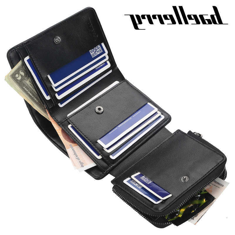 Wallets Baellerry Men PU Leather High Quality Zipper Short Desigh Card Holder Male Purse Vintage Coin Holder Men Wallets H260707