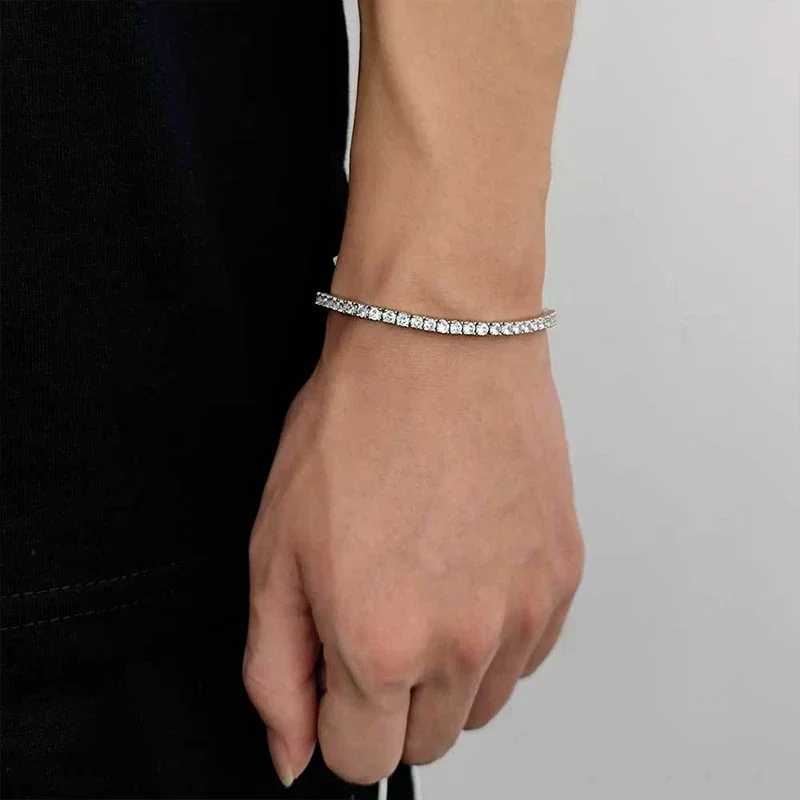 NeeTim 3mm 4mm 5mm 65mm Moissanite Tennis Bracelet s925 Sterling Silver Lab Diamond Bracelets for Women Men Chains H260707