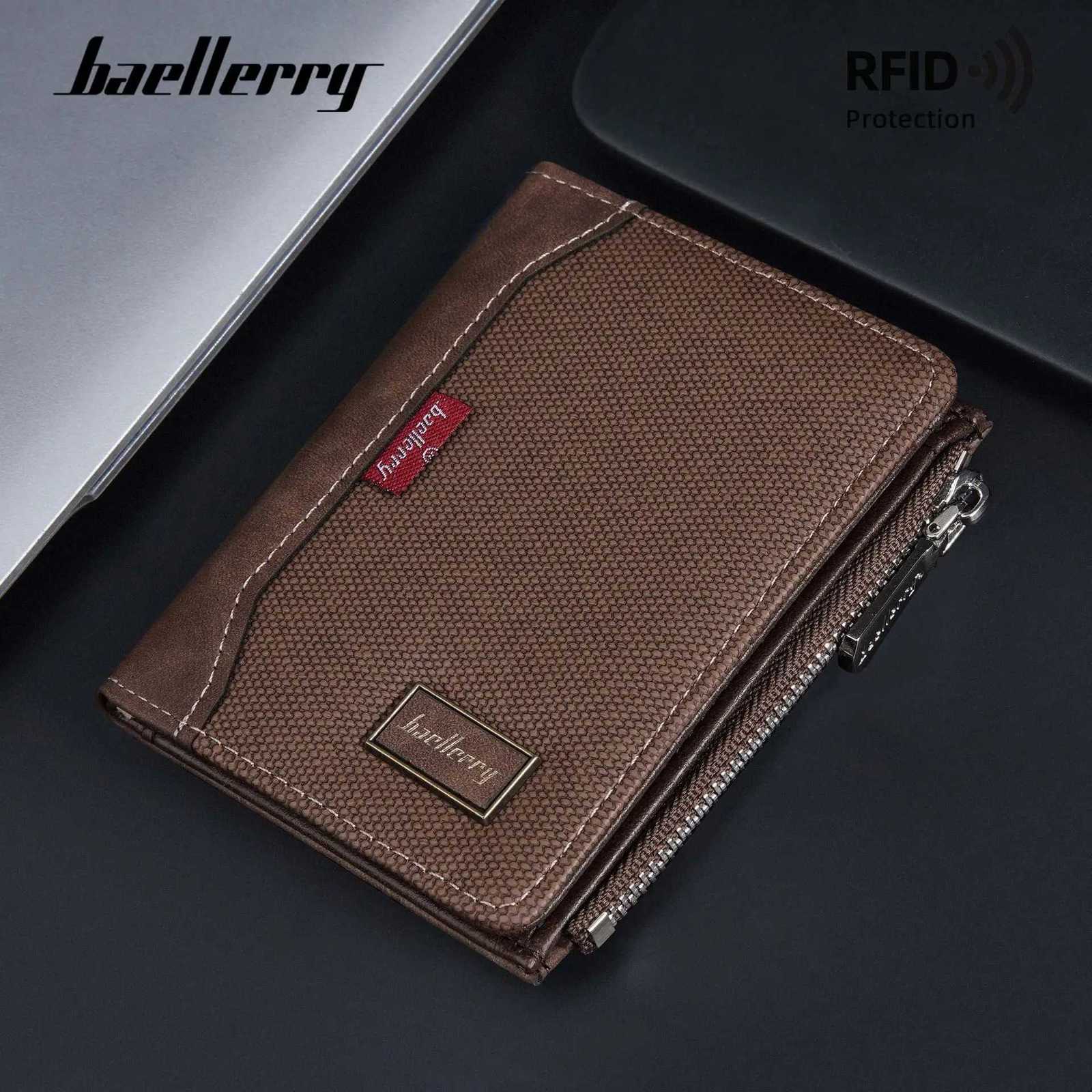 RFID Simple Baellerry Mens Zipper Wallets Card Holder Male Wallet Photo Holder Coin Pocket Purses for Men H260707