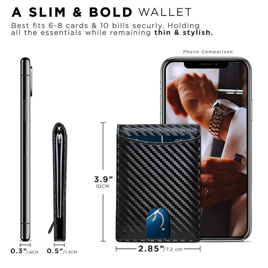 RFID Mens - Slim Wallet Blocking Front Pocket Bifold Holder - Slim - Mens Wallet with Money Clip H260707