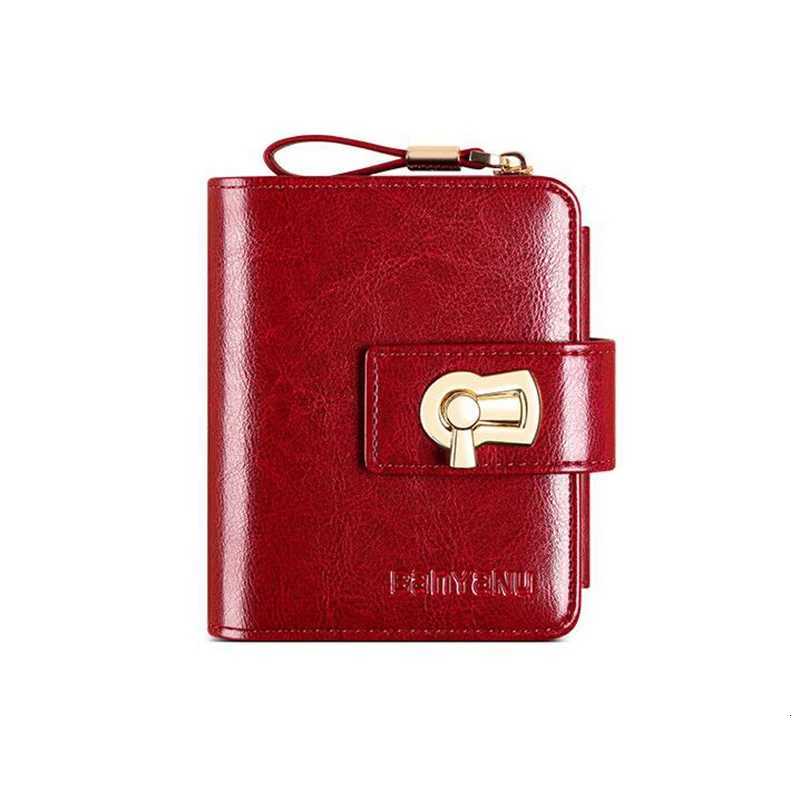Small Fashion Womens Zipper Wallet Card Holder Coin Bag Large Capacity Cowhide Genuine Leather Purse for Birthday Gifts H260707
