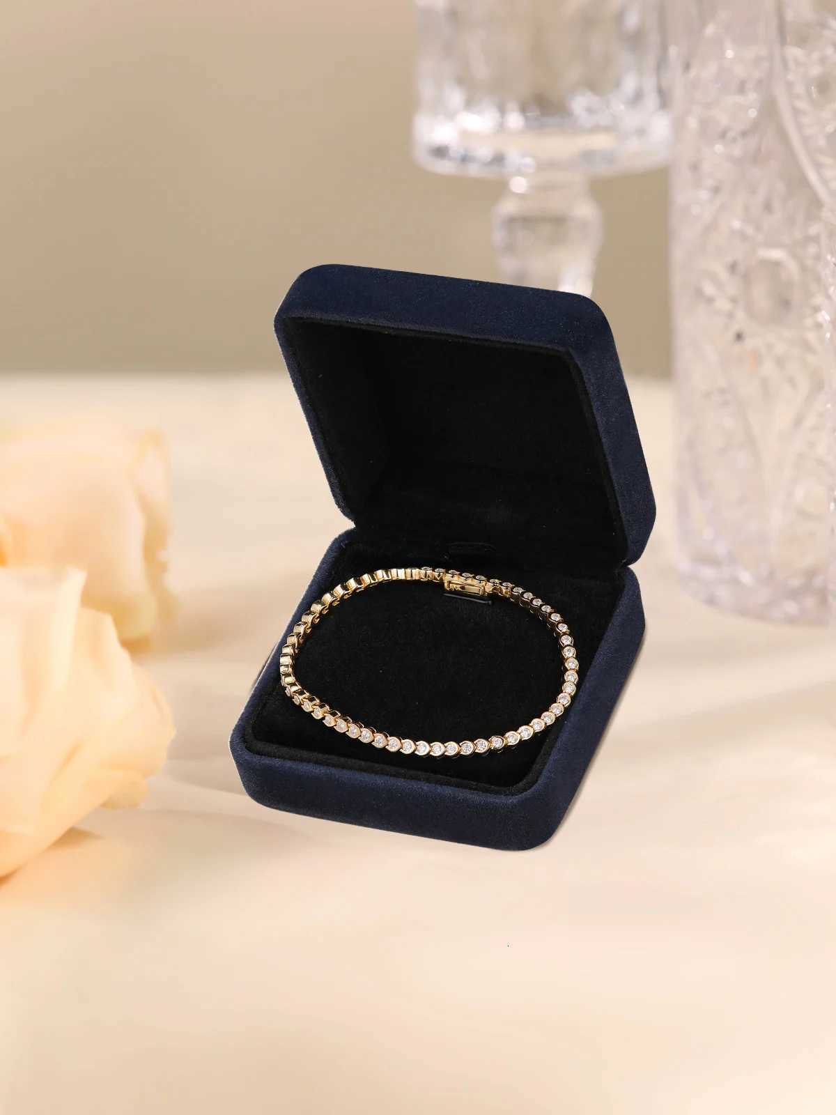 TYYL All 18mm Moissanite Tennis Bracelet 925 Silver 18k Gold Plated Round Bezel Diamond Bubble Thin Chain Womens Gifts Jewelry H260707