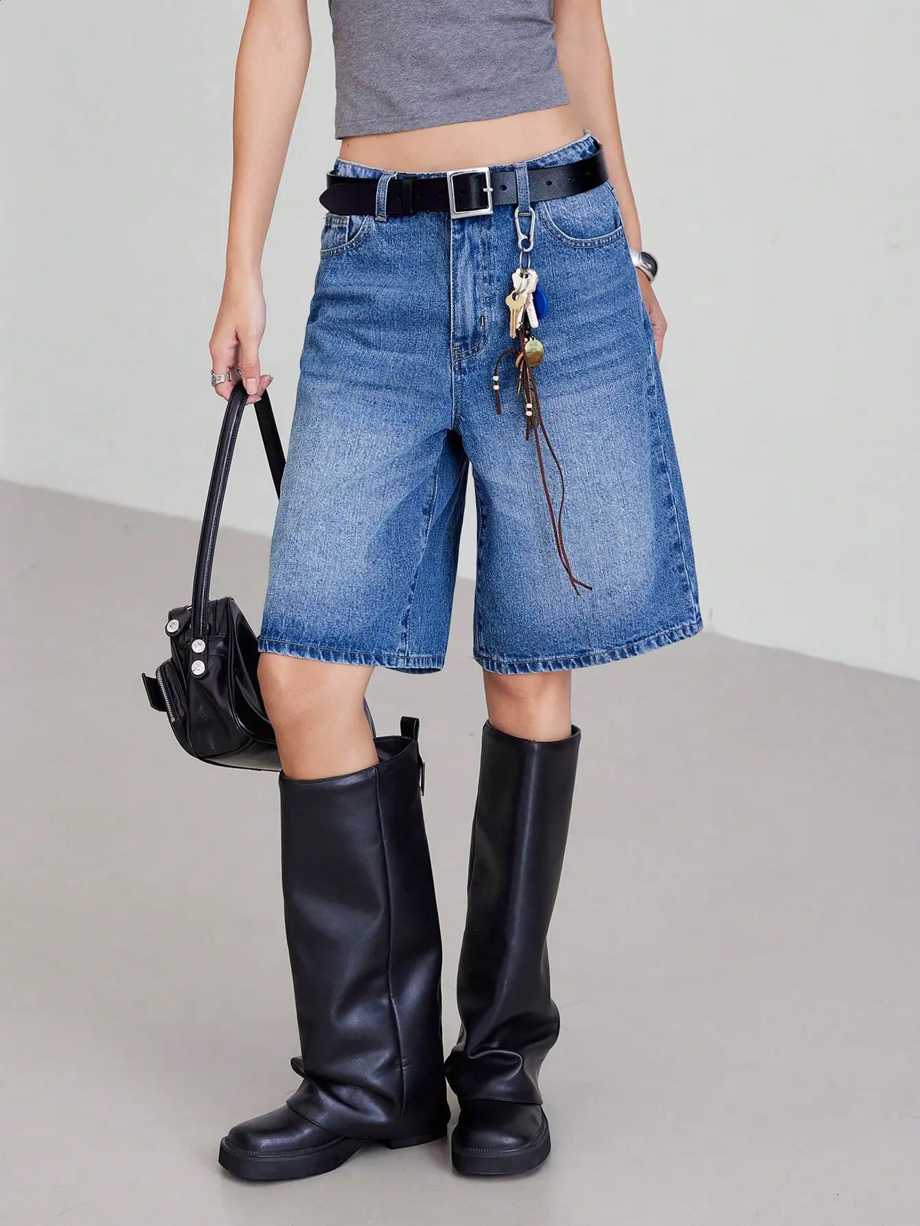 American Retro Style FivePiece Denim Shorts for Women Summer Spring 2025 Collection HighWaisted LooseFitting Slimming 260707