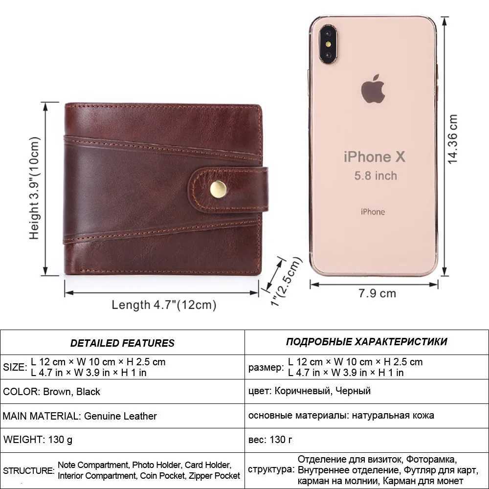 Genuine Mens Wallet Rfid Vintage Leather Wallets for Men Holder Purse Money Bag Wallet Man H260707