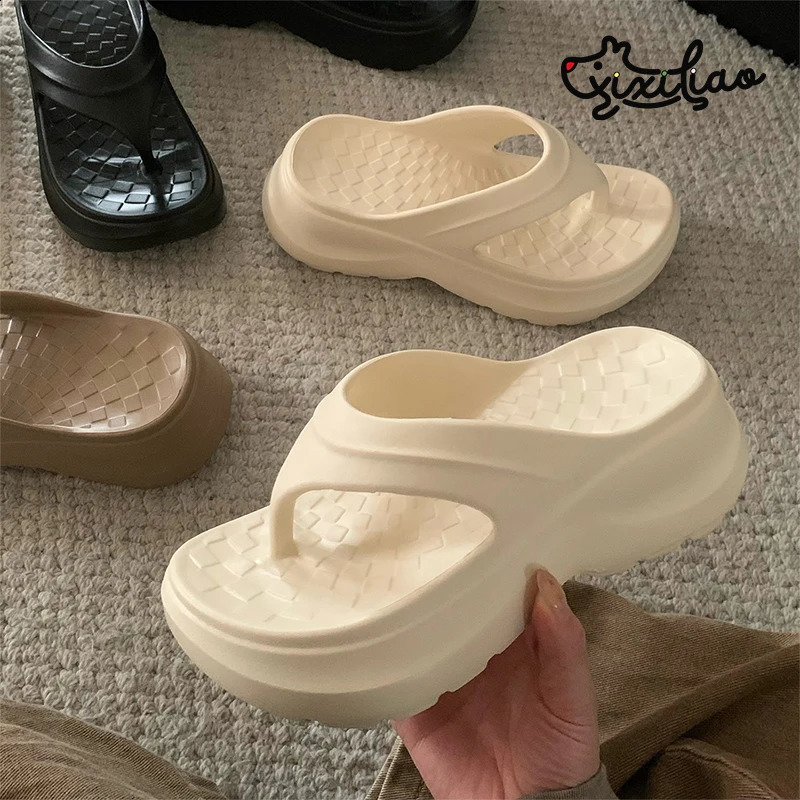 XIXITIAO Thick Platform Eva Flip Flops For Women 2026 Summer Clip Toe Non Slip Beach Sandals Comfortable Soft Sole Cloud Slipper 260707