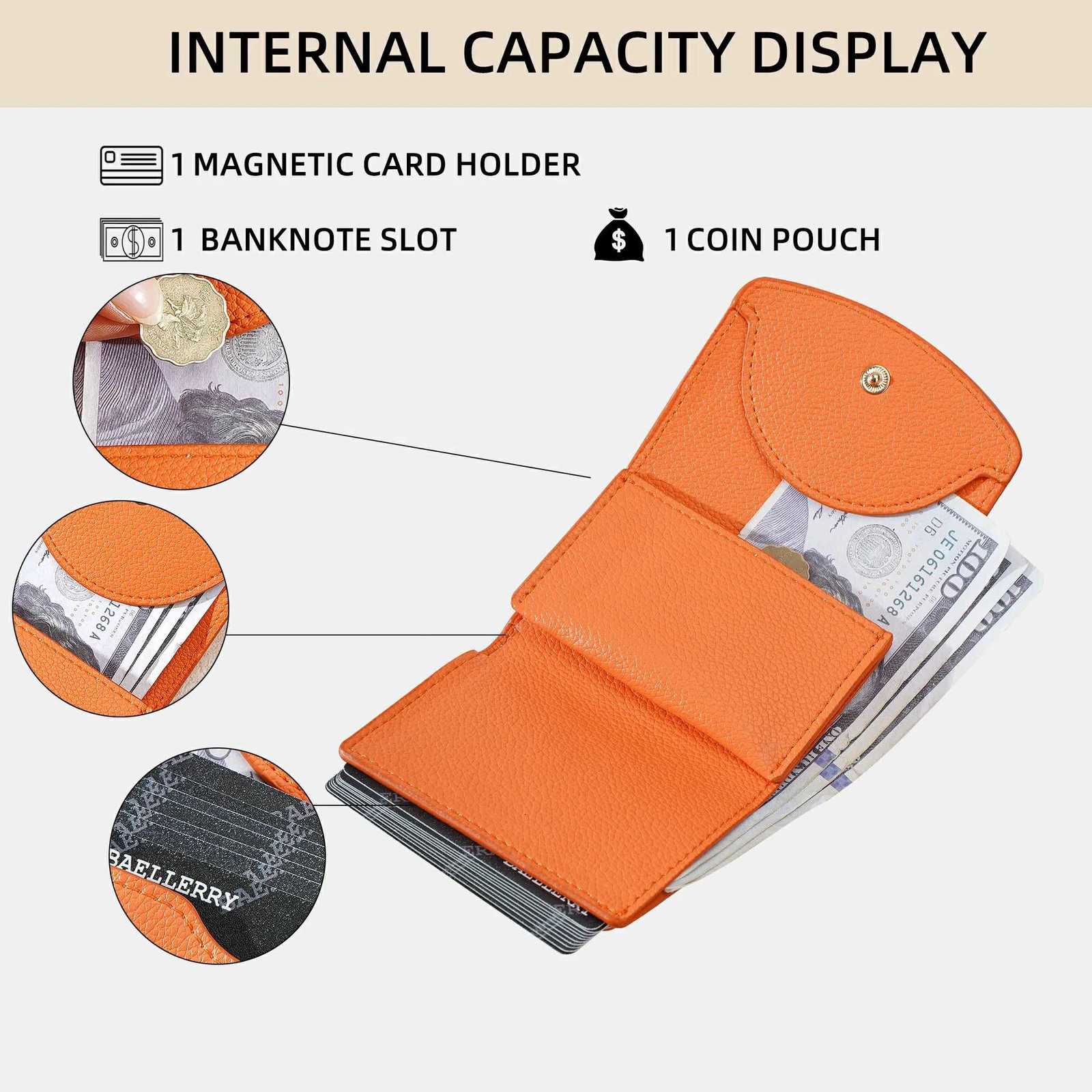 70 Mini 1Pcs-Baellerry off Womens Wallet in Pebbled Pu Leather Minimalist Snap-Fastener Multi-Compartment Small Coin Purse for Women H260707