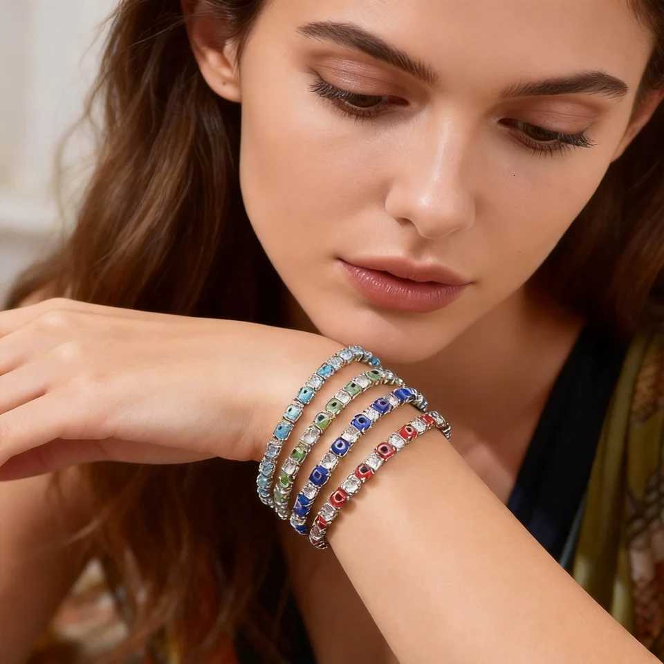 Colorful Crystal Tennis Bracelet For Women Fashion Cubic Zirconia Bracelets Devils Eye Chain Bracelet Luxury Jewelry Gift H260707