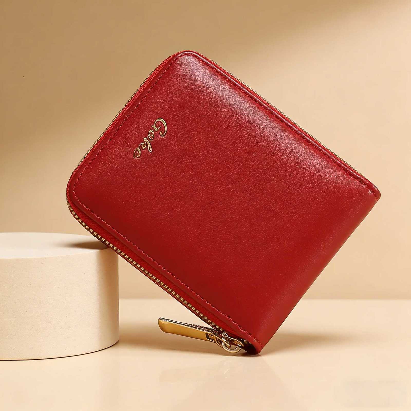 PU Red BUYLEMO Wine Leather Zipper Wallet Womens Large Capacity Multi-Card Slot Card Holder H260707