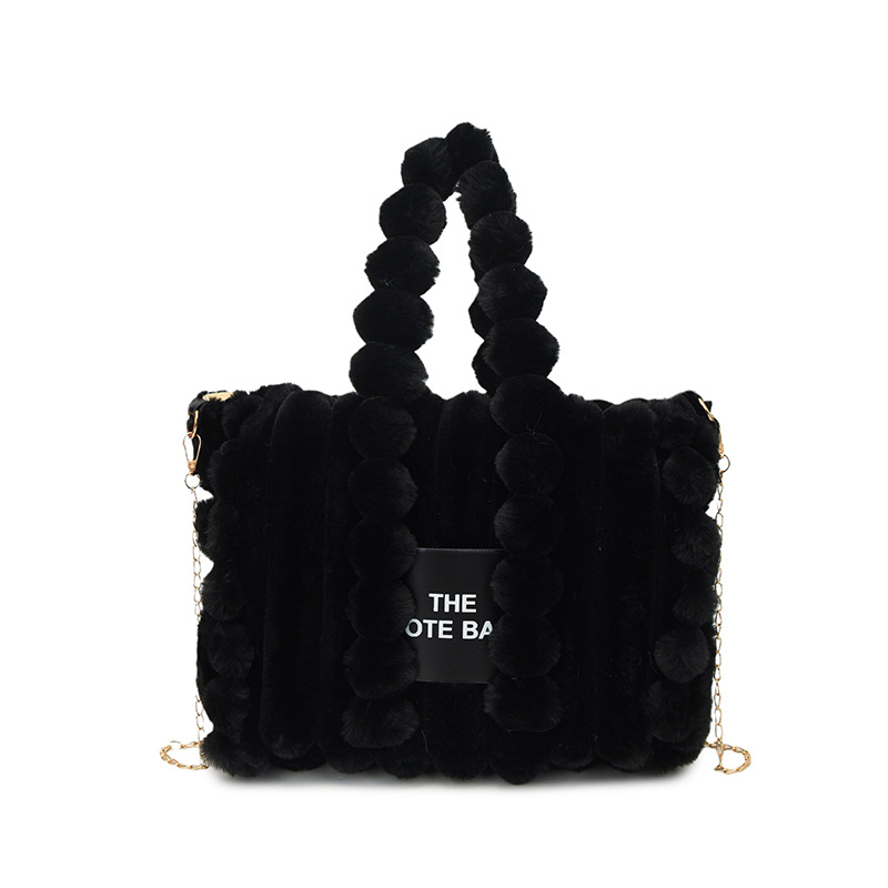 Luxury Designer Light Luxury 2026 Winter Hot Letter Large Capacity Designer Handbag Plush Trendy Pink Balck Tote Bag For Women - view 5