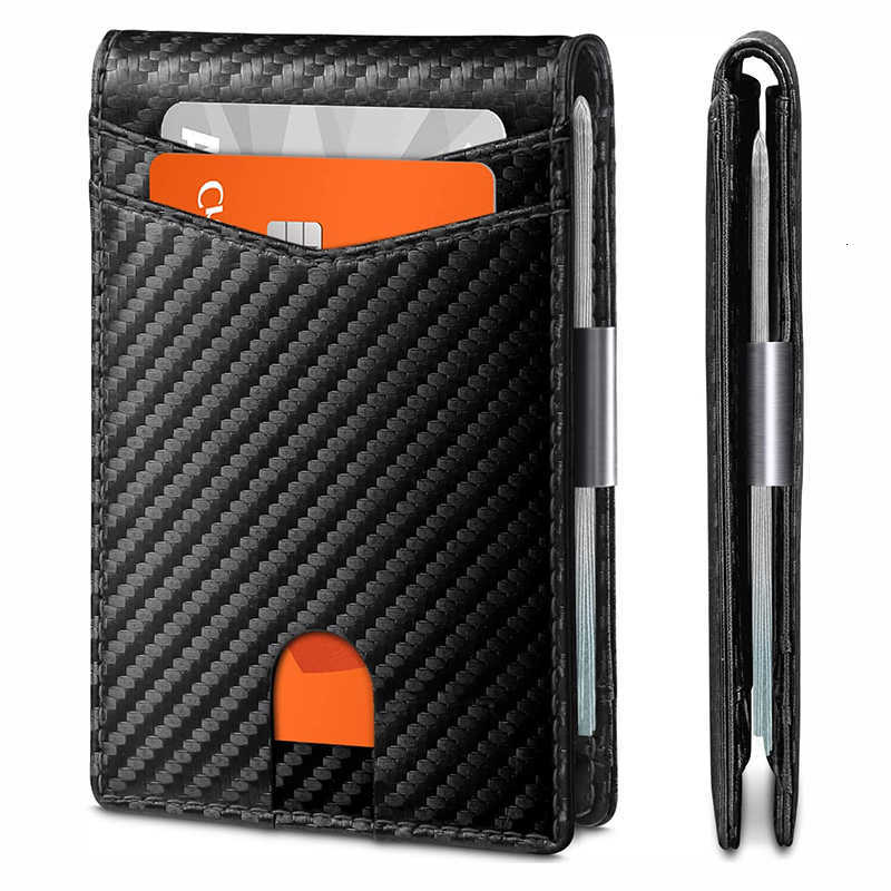 Money Slim Men-Leather Wallet for Clip Mens Wallets-RFID Blocking Front Pocket Bifold Holder H260707