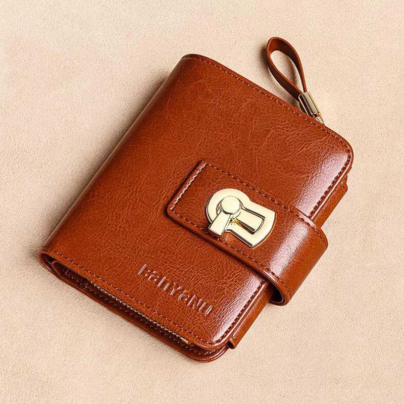 Small Fashion Womens Zipper Wallet Card Holder Coin Bag Large Capacity Cowhide Genuine Leather Purse for Birthday Gifts H260707
