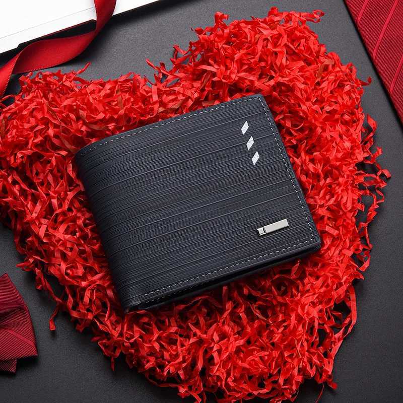 material mens short wallet PU navy blue/light brown multi slot wallet suitable for outdoor business mens ideal gift H260707