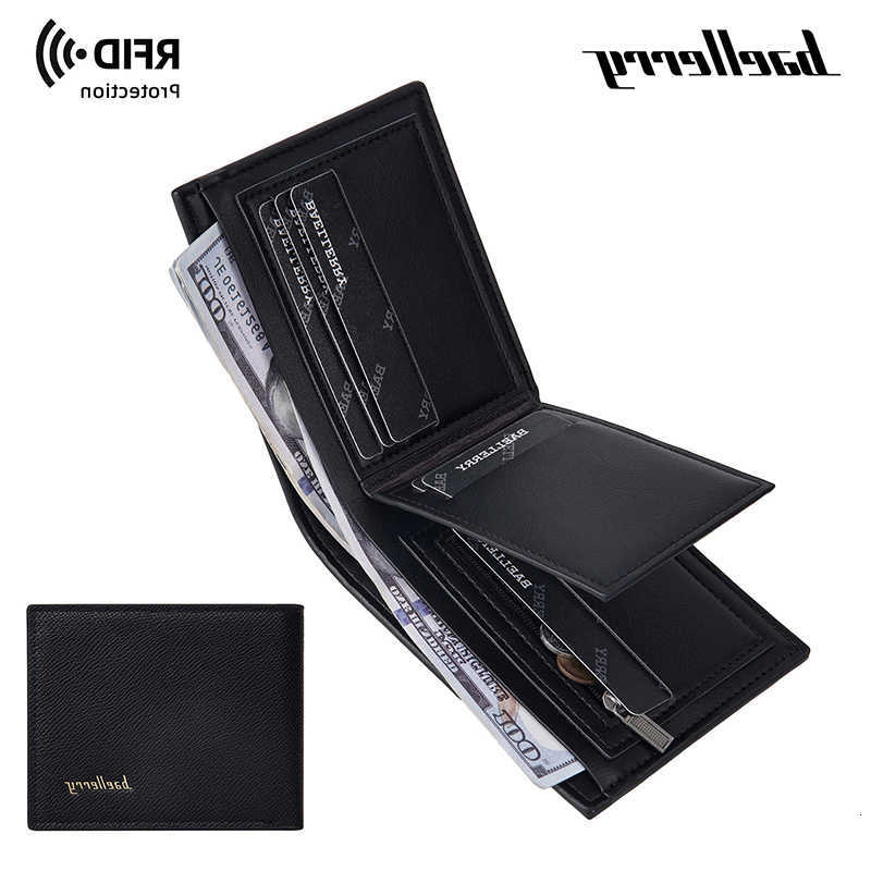 Men RFID Baellerry Wallets New Simple Card Clip Soft Male Wallet Zipper Coin Pocket Short Card Holder Mens Purses H260707