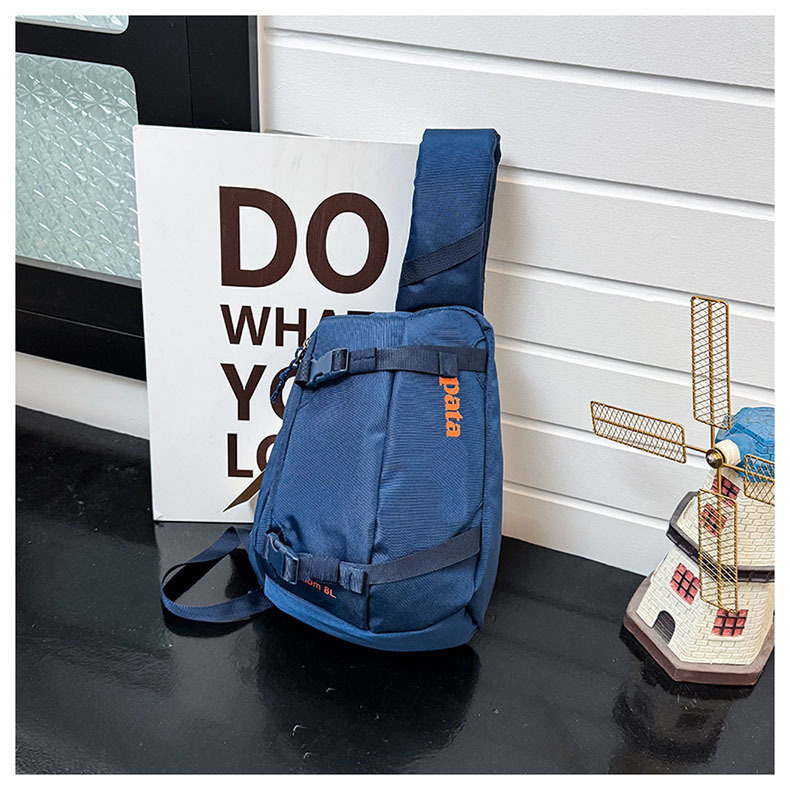 Black Waterproof Single Shoulder Crossbody Travel Bag New 8L Outdoor Nylon Oxford Cloth Lightweight Unisex Fitness Hiking Chest Color-Block Cycling Ba
