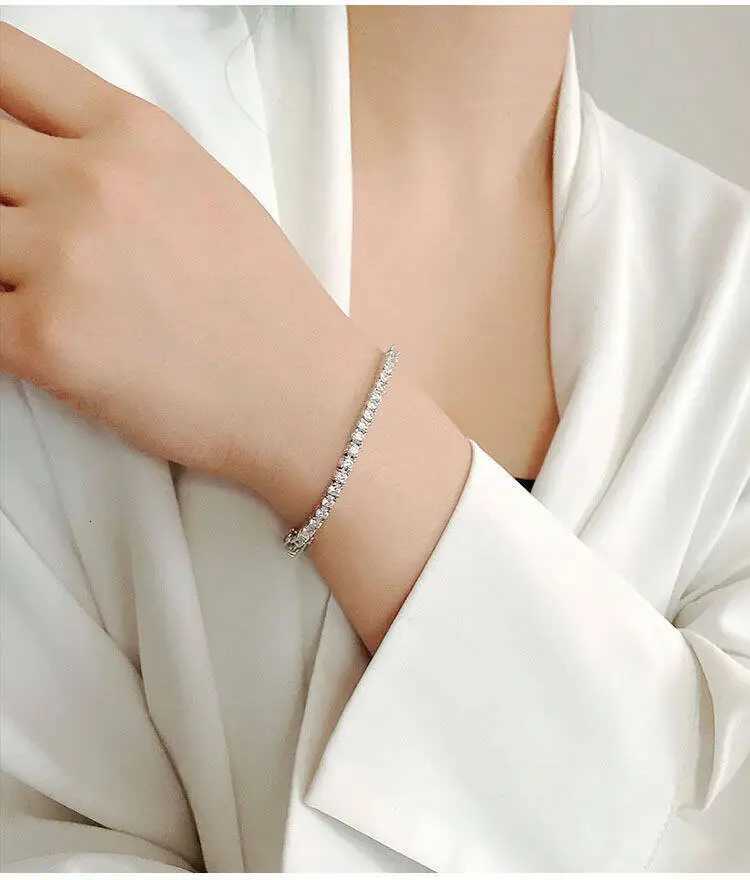 TY 3mm 4mm Moissanite Tennis Bracelet 925 Sterling Silver Full Dia Sier Plated Wedding Party Jewelry Bracelets For Women Man H260707