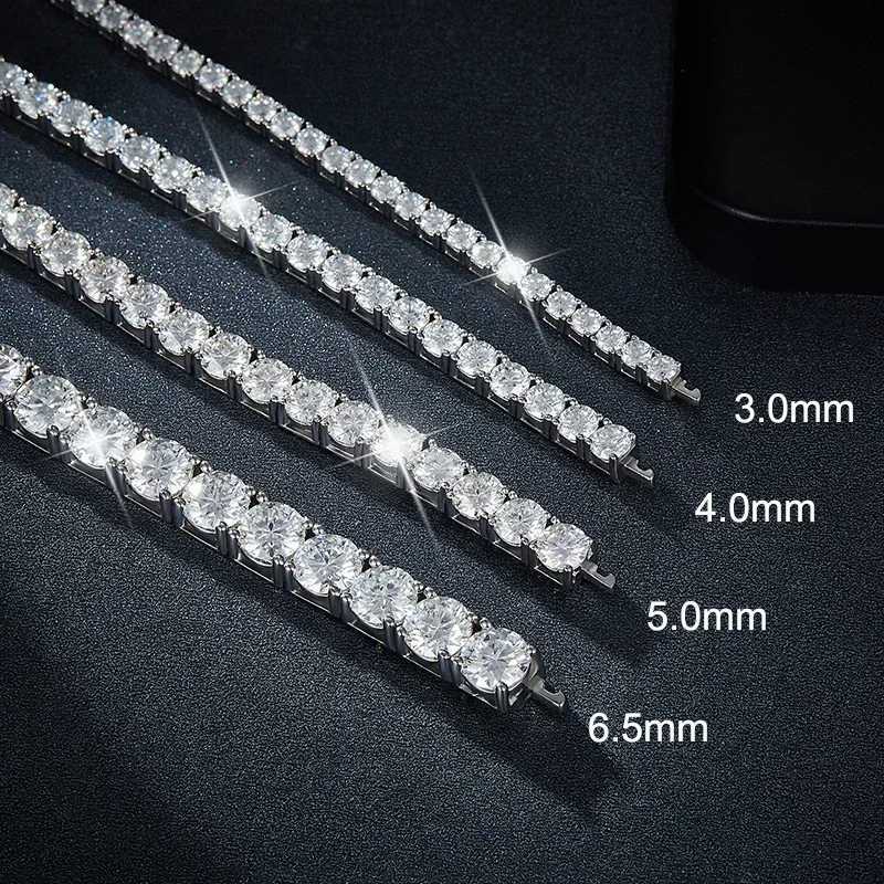 NeeTim 3mm 4mm 5mm 65mm Moissanite Tennis Bracelet s925 Sterling Silver Lab Diamond Bracelets for Women Men Chains H260707