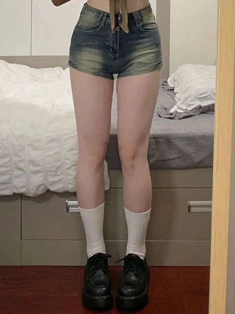 Summer Women Korean Retro Sexy Thin Denim Shorts Jeans Lady Mini Pants Girls Tight Elastic High Street Ultra Short 260707