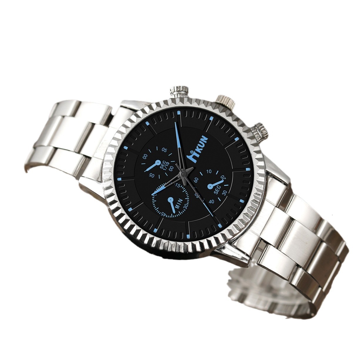 Men Wrist Watch Trendy Sports Men's quartz Quartz Business Alloy Leather Strap Watch, Simple Design, Holiday Three-Eye Beaded Bracelet Set Small 