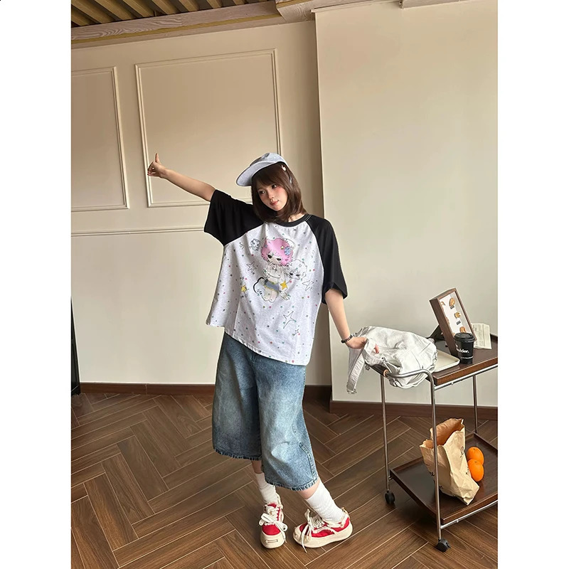YIBASHU Women Blue Denim Shorts Y2k Jeans Short Pants Harajuku Aesthetic Vintage Embroidery Cowboy 2000s Trashy Clothes 260707