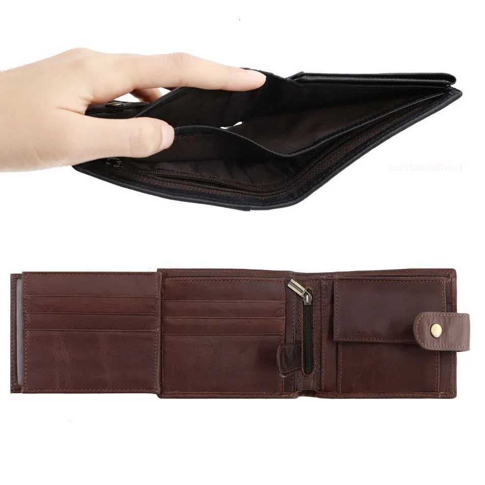 Genuine Mens Wallet Rfid Vintage Leather Wallets for Men Holder Purse Money Bag Wallet Man H260707